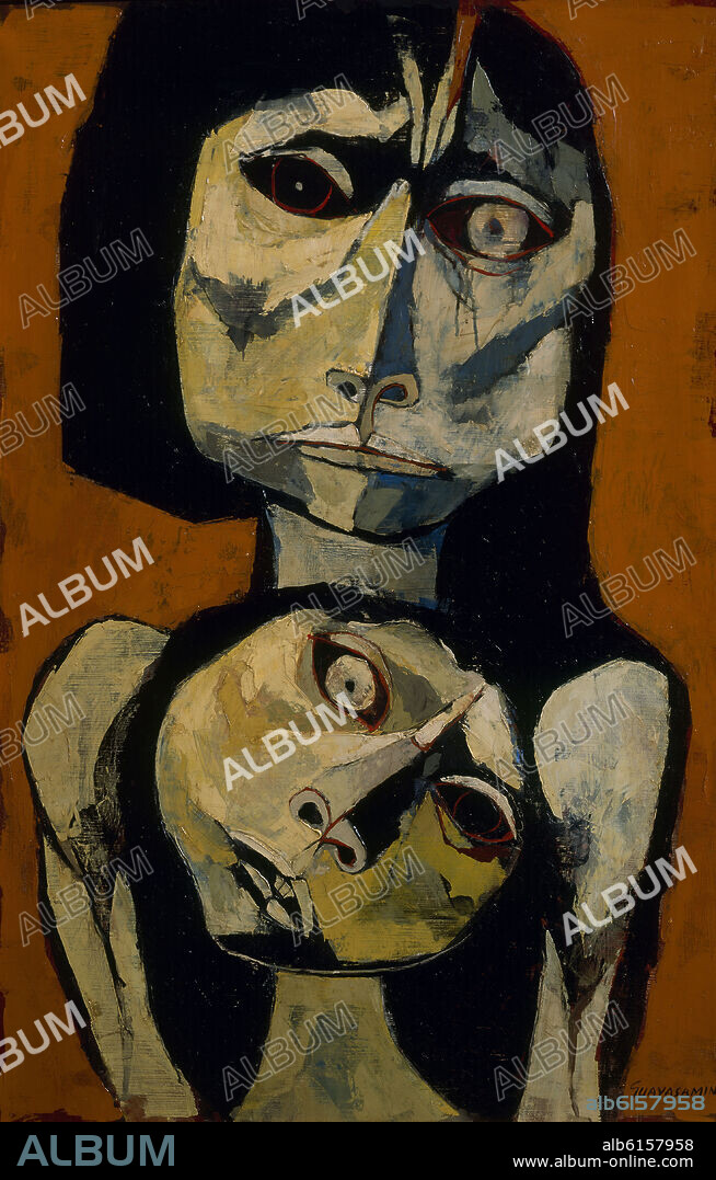 OSWALDO GUAYASAMIN (1919-1999). Equatorian school. Maternity - Life Cycle of Tenderness. Maternidad - ciclo de edad de la ternura. Madrid, exterior bank.