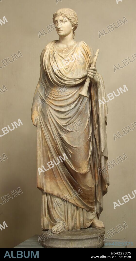 'Euterpe, the Muse of Lyric Poetry'. Roman copy of the Greek originals of the 4th century BC. Ancient Rome, Early 2nd century. Dimensions: h. 189,3 cm.