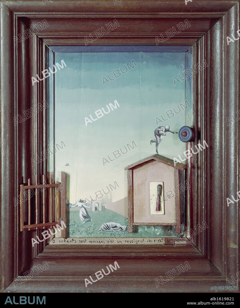 Two children threatened by nightingale by Max Ernst, 1924, 1891-1976, USA, New York City, Museum of Modern Art.