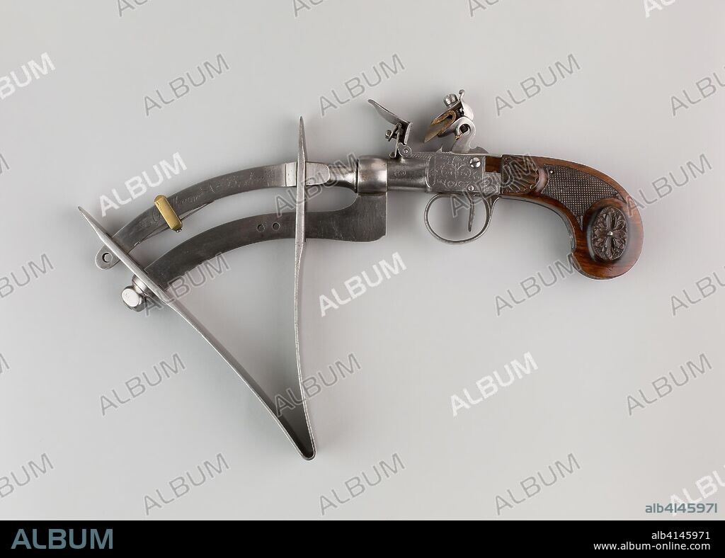 Flintlock Powder Tester. Gunsmith: Guillaume Berleur (Flemish); Liège; early 19th century. Date: 1810-1820. Dimensions: L. 31 cm (12 3/16 in.). Steel, brass, flint, leather, and walnut. Origin: Belgium.