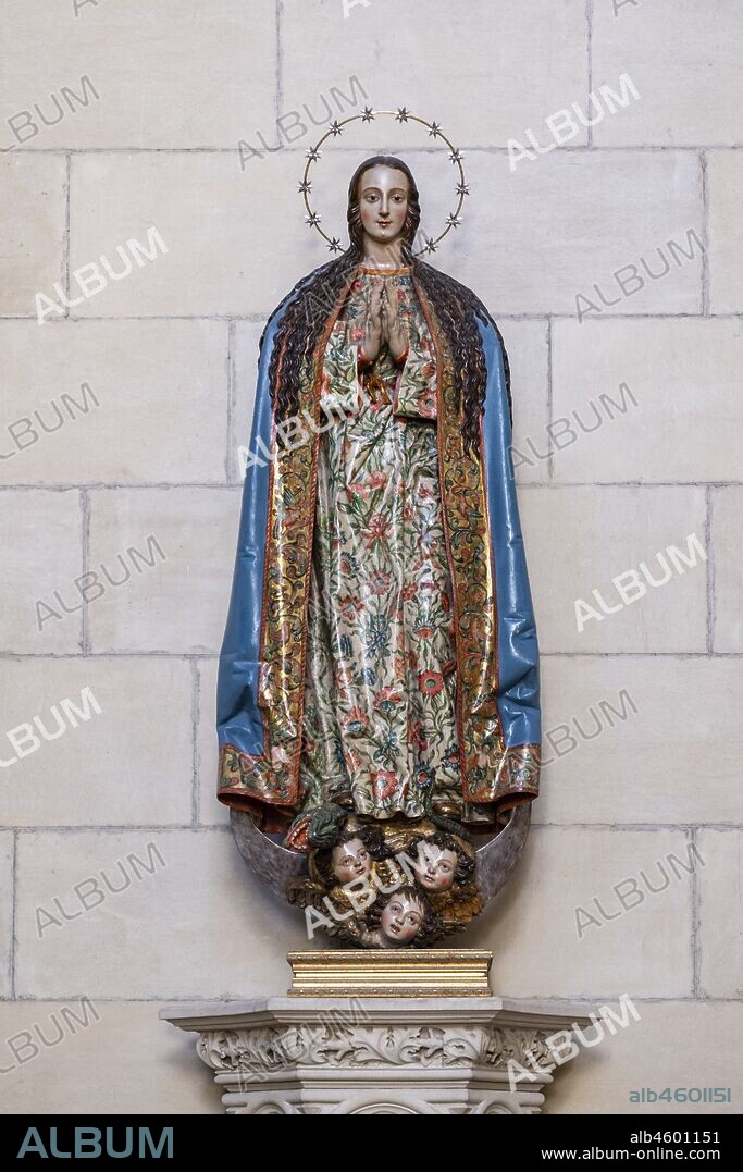 Maria Inmaculada, talla del siglo XVI, Gregorio Fernandez, capilla de la Inmaculada, Monasterio de San Juan de los Reyes, Toledo, Castilla-La Mancha, Spain.