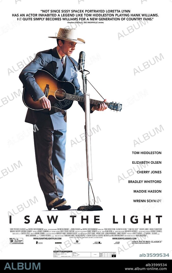 Poster de HANK WILLIAMS, UNA VOZ A LA DERIVA, 2015 (I SAW THE LIGHT), dirigida por MARC ABRAHAM. Copyright Bron Studios/RatPac Entertainment.