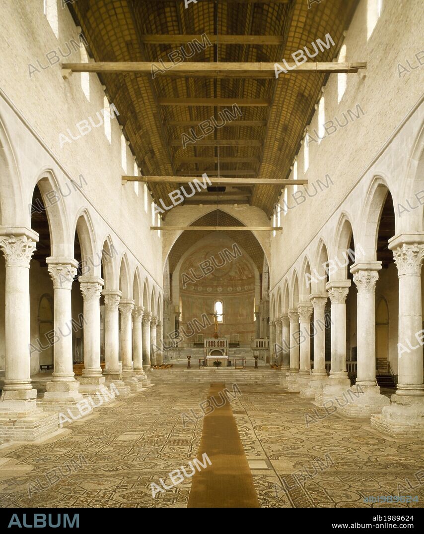 Glimpse of the central aisle, Patriarchal Basilica of Santa Maria Assunta (UNESCO World Heritage List, 1998), Aquileia, Friuli-Venezia Giulia. Italy, 11th century.