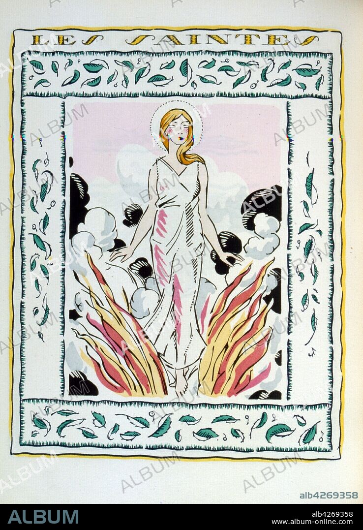 Illustration (1922) by Auguste Henri Thomas, for Les Saintes du Paradis (1898) by Remy de Gourmont (1858 – 1915), French Symbolist poet, novelist, and influential critic.