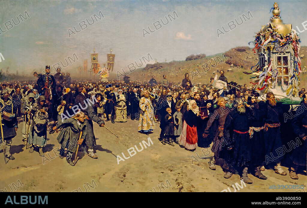 ILYA REPIN. Krestny Khod (Religious Procession) in Kursk Gubernia. Date/Period: From 1880 until 1883. Painting. Oil on canvas. Height: 175 cm (68.8 in); Width: 280 cm (110.2 in).
