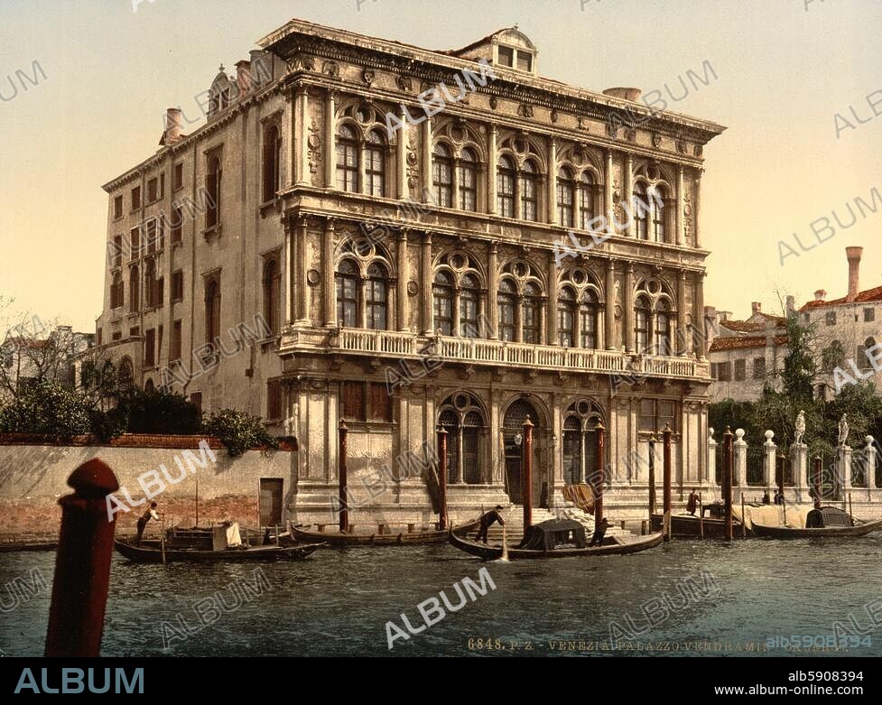 Venice (Italy), Palazzo Vendramin Calergi. (built 1500-1509; begun by Mauro Coducci, completed by P.Lombardo; place where Richard Wagner died on 13.2.1883). Facade facing Canal Grande. Photochrom, c. 1890/1900.