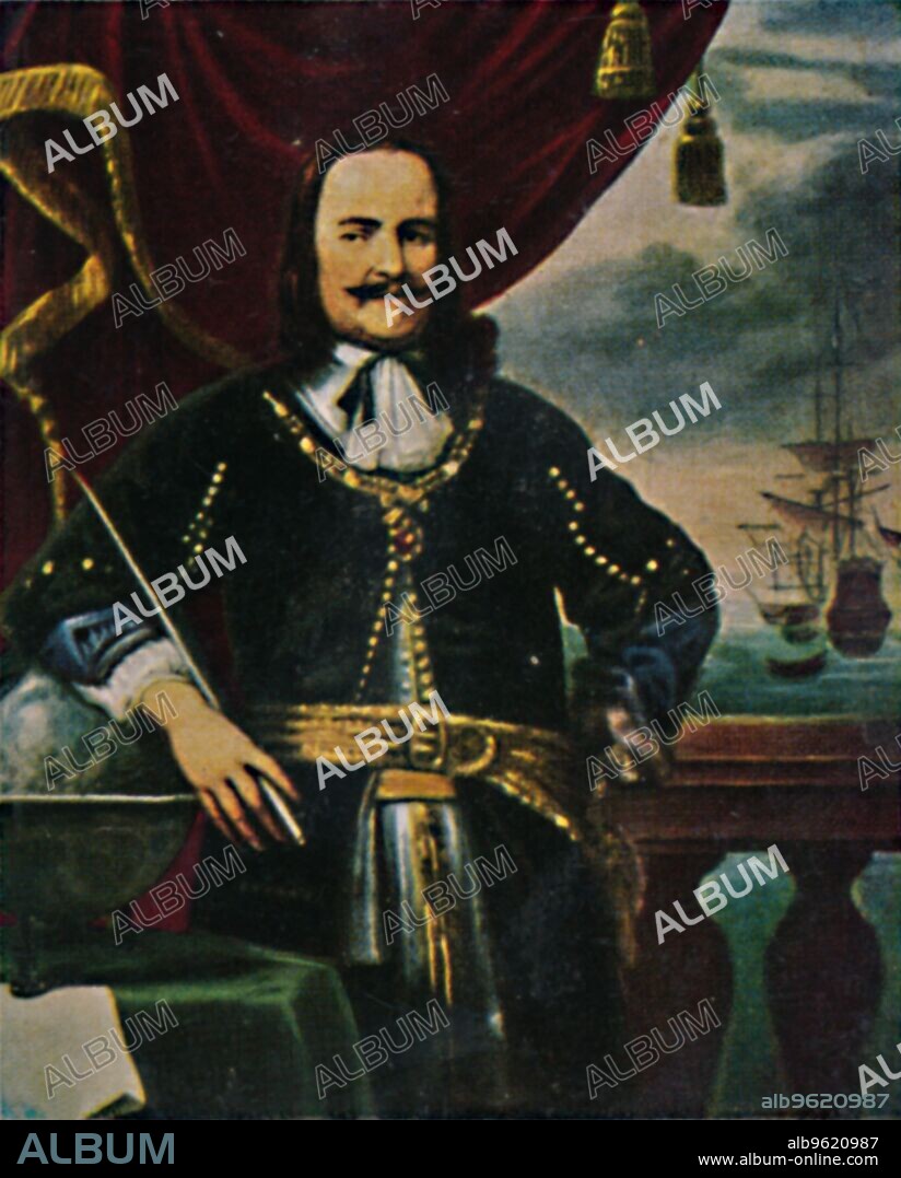 'Admiral de Ruyter 1607-1676'. 1934. Michiel de Ruyter (1607-1676), Dutch Admiral. From "Die Großen der Weltgeschichte". [Eckstein-Halpaus, Dresden, 1934].