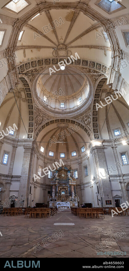 Todi, Temple of Santa Maria della Consolazione, built in the sixteenth century on a possible central plan project by Bramante: the Greek cross interior with four apses.