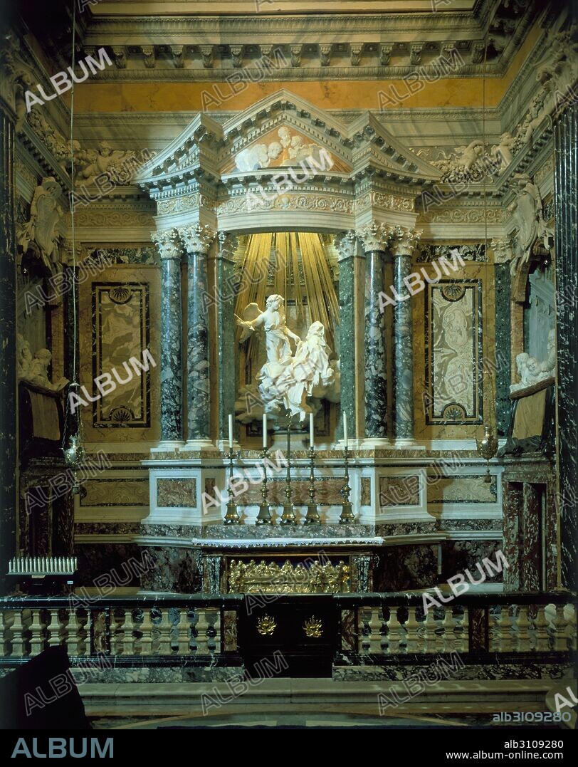 GIAN LORENZO BERNINI. Capilla Cornaro: Vista general del Altar con Extasis de Santa Teresa.