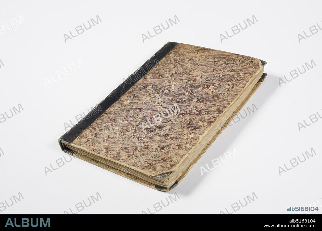 book, Thomas Aquinas Author, 15th century, ink, cardboard, paper, General: 21.7 x 14.8 x 1.8cm 217 x 148 x 18mm, Book entitled De Humanitate Christi, written by Thomas Aquinas. The book, which is bound, contains a cover with a marble motif and reinforced corners. On the back is S. Thomas the Humanit Christi with a gilded decoration and Leyden at the bottom. The interior consists of unnumbered pages with only Latin text, in black letters with red accents. On the first page, Incipit Tractactus beati Thome de Aquino te humanitate Christi is at the top. On the last page, at the bottom is a letterpress printer's mark with a lion holding two shields. On the left shield is a mark, depicted as crossed lines; on the right shield is the coat of arms of Leiden, depicted as two crossed keys. The lion is in a banderole Holla in Leiden. At the front of the book are some manuscripts written in ink, city coat of arms, lion.