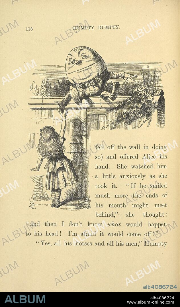 Alice and Humpty Dumpty. [Through the Looking-Glass, and what Alice found there ... With fifty illustrations by John Tenniel.]. London : Macmillan & Co., 1897. Source: 012808.eee.57 page 118.