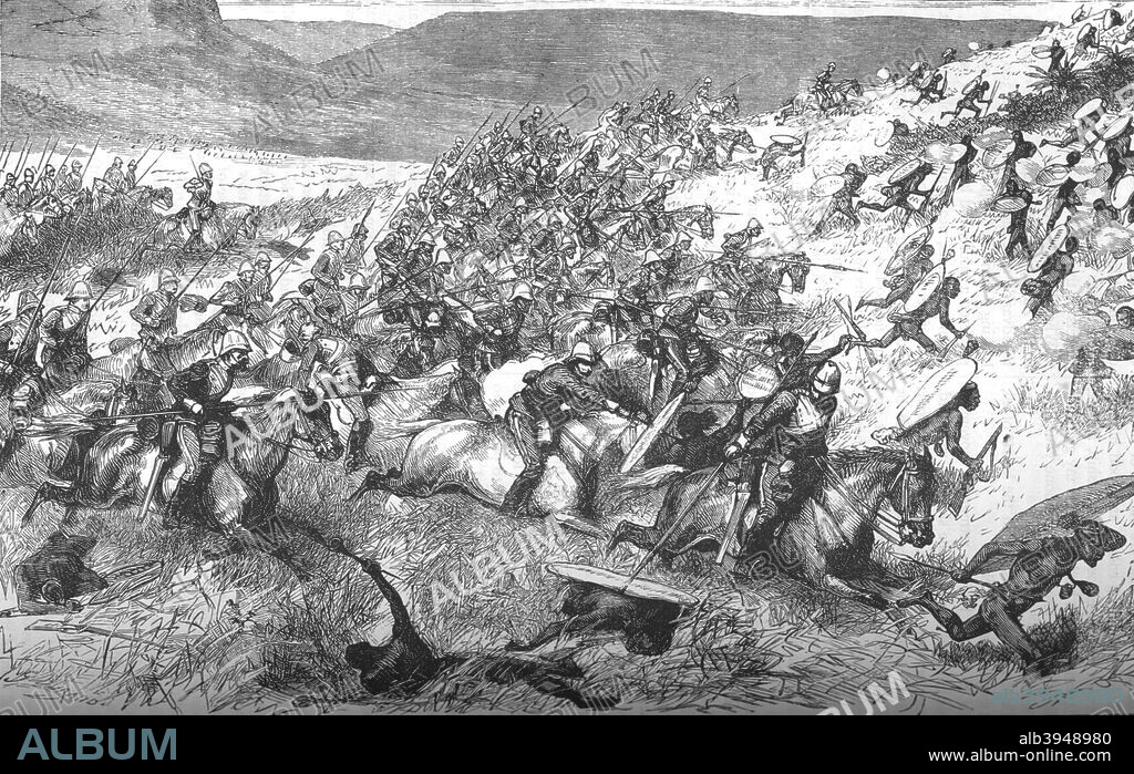 'Charge of the Seventeenth Lancers at Ulundi', 1879, (c1880). Episode of the Anglo-Zulu Wars (1879-1896). From British Battles on Land and Sea, Vol. IV, by James Grant. [Cassell Petter & Galpin, London, Paris & Melbourne, c1880].