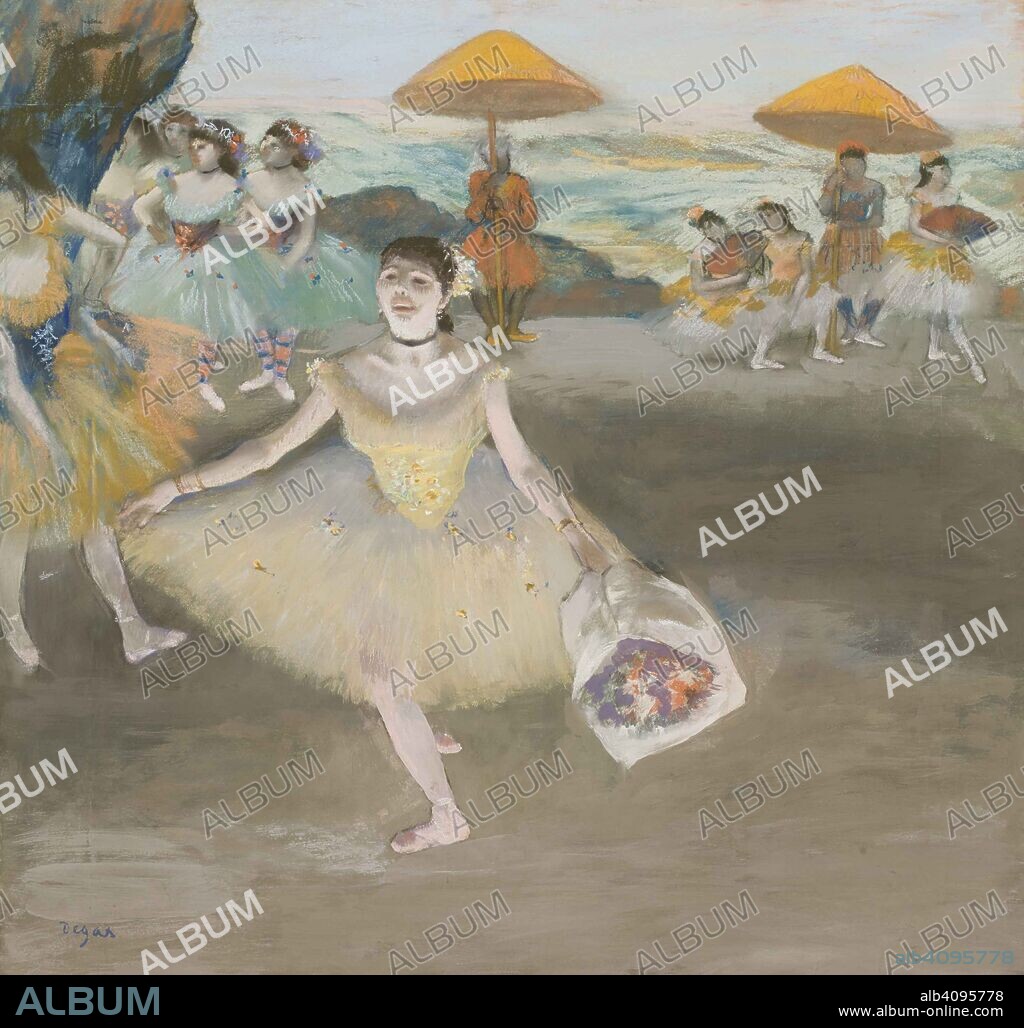 EDGAR DEGAS. Danseuse au bouquet, saluant sur la scène (Dancer with bouquet).