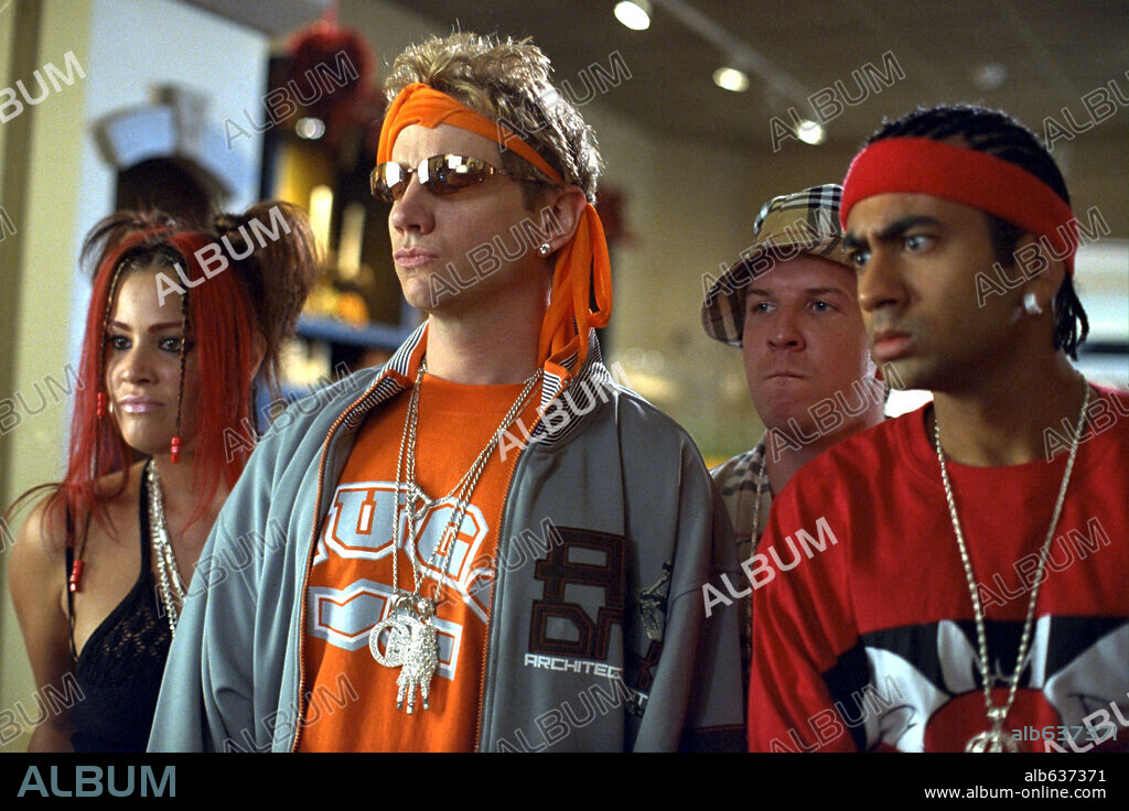 JAMIE KENNEDY, KAL PENN, KEILI LEFKOVITZ and NICK SWARDSON in MALIBU'S MOST WANTED, 2003, directed by JOHN WHITESELL. Copyright WARNER BROS. / BLACKBURN, MARSHA.