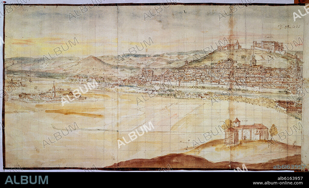 ANTON VAN DEN WYNGAERDE 1512 O. BURGOS - 1565 - DIBUJO - AGUADA - 420X1433 - PLUMA SEPIA.