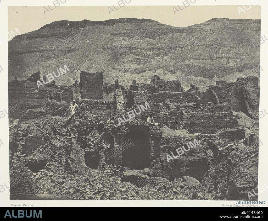 Médinet-Habou, Ruines de la Ville de Papa; Thèbes. Maxime Du Camp (French, 1822-1894); printed by the Imprimerie Photographique de Blanquart-Evrard (French, founded 1851). Date: 1849-1851. Dimensions: 16.7 × 21.6 cm (image/paper); 29.9 × 42.9 cm (album page). Salted paper print, plate 53 from the album "Egypte, Nubie, Palestine et Syrie" (1852). Origin: France.