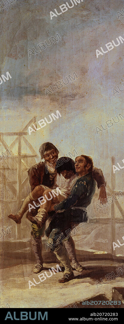 FRANCISCO DE GOYA. EL ALBAÑIL BORRACHO - 1786 - OLEO/LIENZO - 35x15 cm - BOCETO PARA EL ALBAÑIL HERIDO (Nº 10023) - NP 2782.