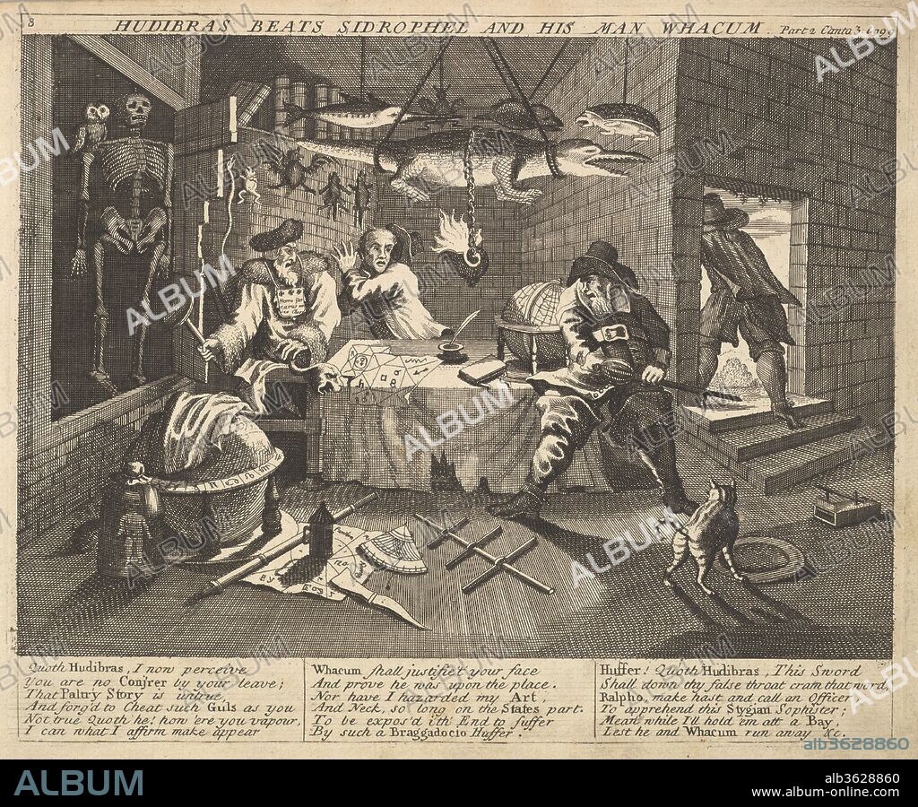 Hudibras Beats Sidrophel and His Man Wacum (Plate 8: Illustrations to Samuel Butler's Hudibras). Artist: After William Hogarth (British, London 1697-1764 London). Author: Samuel Butler (British, baptized Strensham, Worcestershire 1613-1680 Covent Garden). Dimensions: Plate: 7 3/4 x 9 5/16 in. (19.7 x 23.7 cm)
Sheet: 8 1/8 x 10 15/16 in. (20.7 x 27.8 cm). Publisher: Henry Overton and J. Hoole (London). Date: 1725-30 (?).
