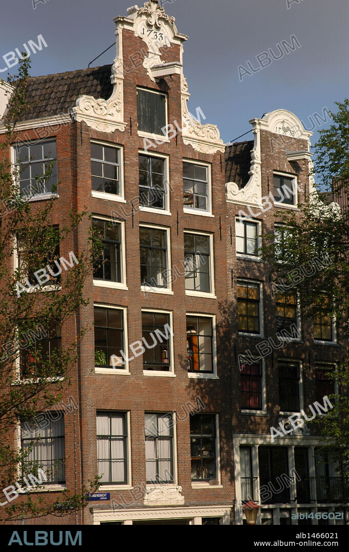 Casas típicas en la zona del Canal Prinsengracht. Amsterdam. Holanda.