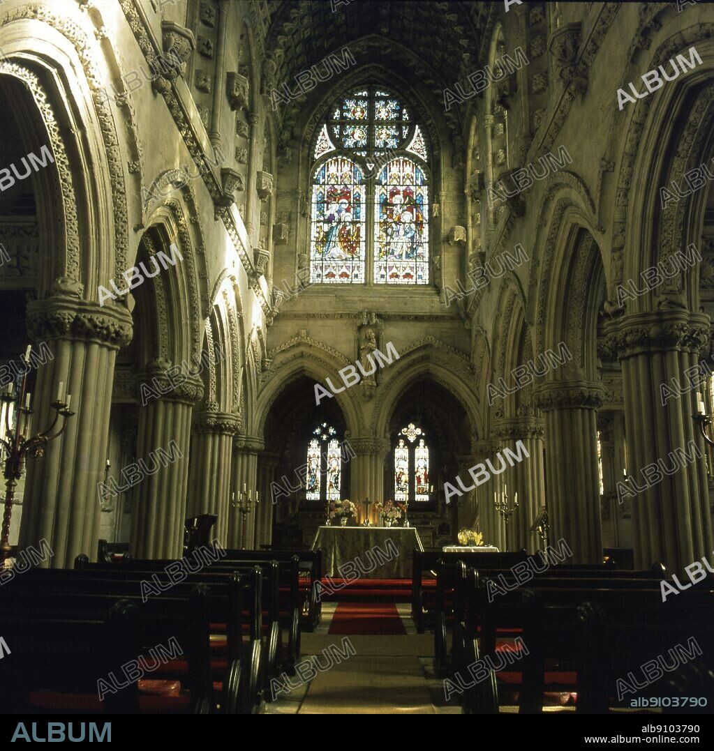 Roslin Chapel in Scotland - Rosslyn Chapel, originally named the Collegiate Chapel of St. Matthew, is a 15th century Episcopal church in the village of Roslin, Midlothian, Scotland. The chapel was designed by William Sinclair, 1st Earl of Caithness (also spelled "St. Clair") of the Sinclair family, a noble family descended from Norman knights. Construction of the chapel began in 1440, and the chapel was officially founded in 1446, with construction lasting for forty years.. ©TopFoto.
