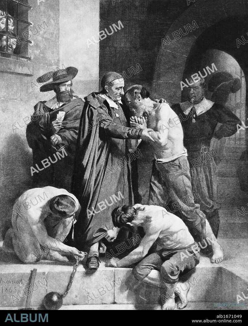Portrait of St. Vincent de Paul Accepting the Chains of a Galley Slave Leon Joseph Florentin Bonnat (1838-1922/French).