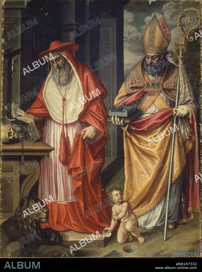 ALONSO SANCHEZ COELLO (1531-1588). SAN JERONIMO Y SAN AGUSTIN - SIGLO XVI - BARROCO ESPAÑOL.