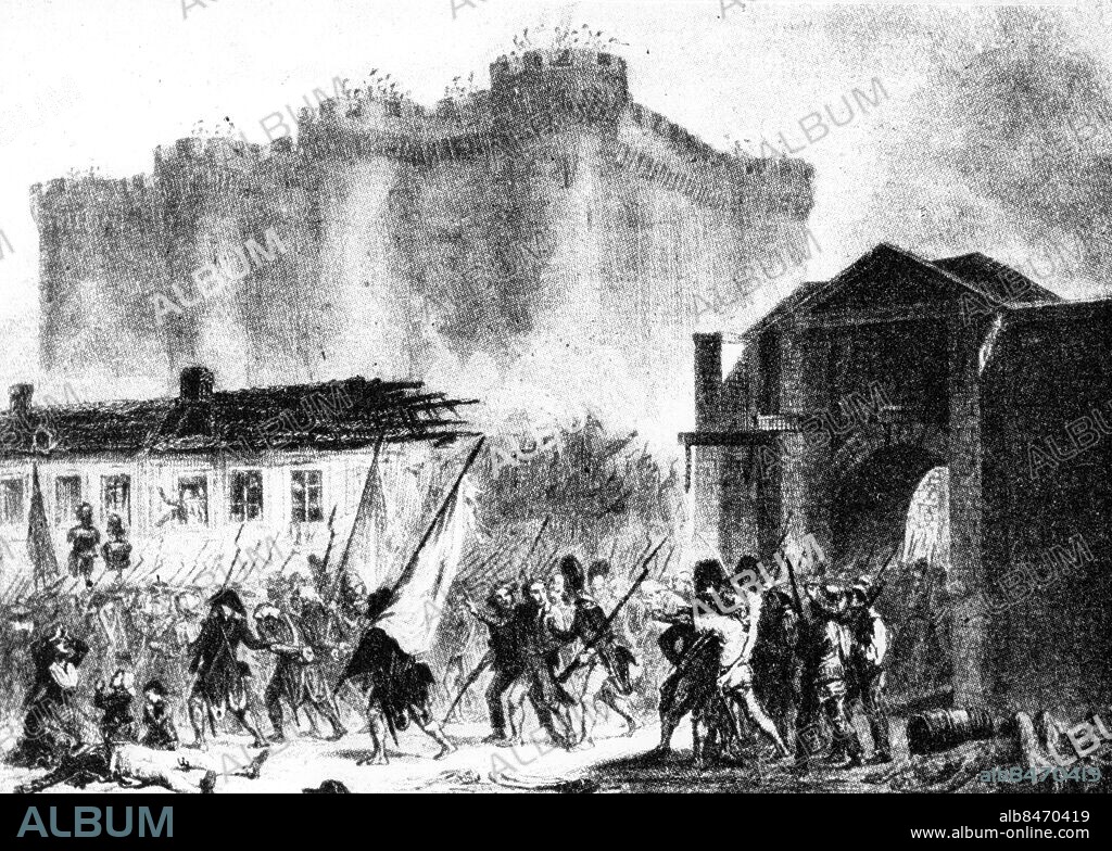 ARKIV PARIS 17890714. Stormningen av bastiljen i Paris 14 juli 1789 vilket brukar ses som startskottet till den franska revolutionen.. Foto: TT / Kod: 194.