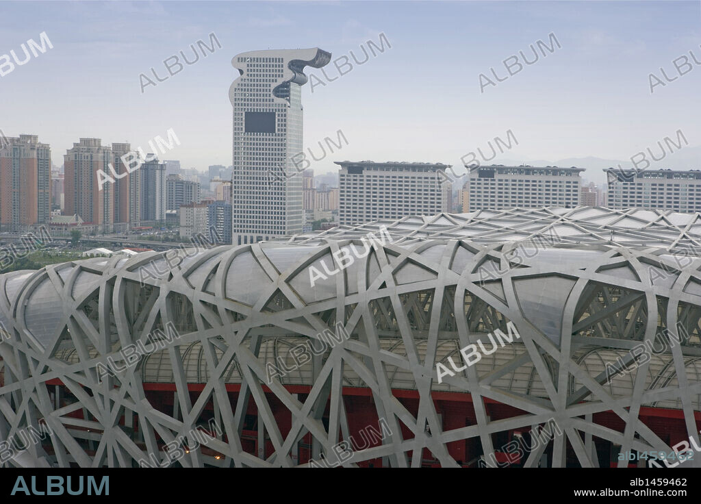 ESTADIO NACIONAL DE PEKIN (NAO CHAO-Nido de Pájaro), construído para los Juegos Olímpicos de Pekín 2008 por los arquitectos Jacques Herzog y Pierre de Meuron. PEKIN (BEIJING). China.