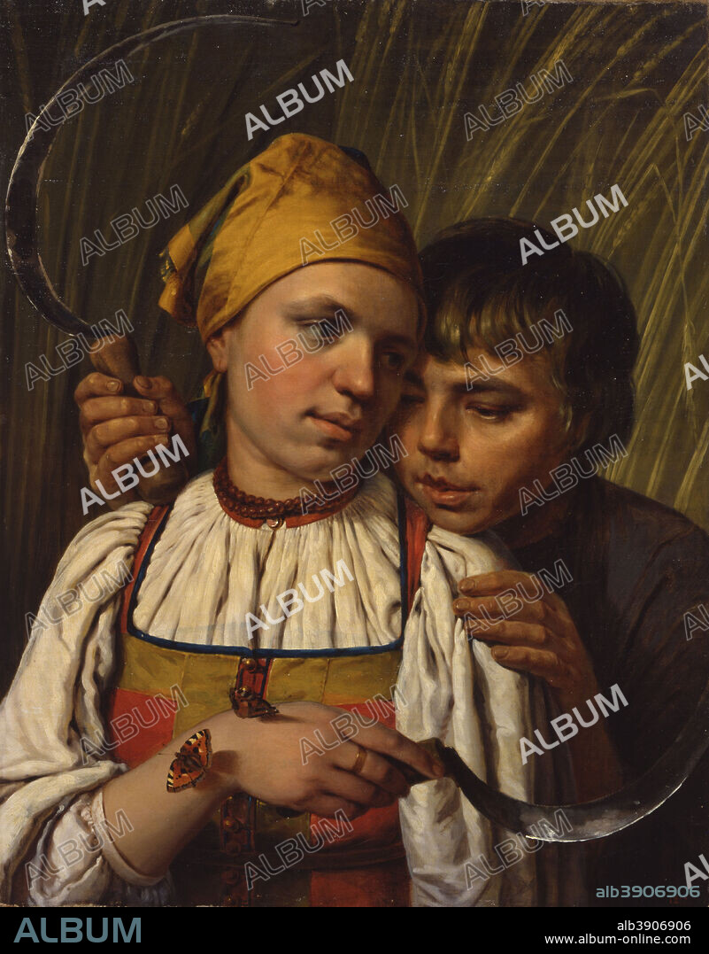 ALEXEI VENETSIANOV. Reapers. Date/Period: Late 1820s. Painting. Oil on canvas Oil on canvas. Height: 667 mm (26.25 in); Width: 520 mm (20.47 in).