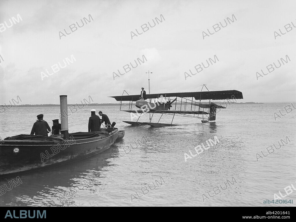 Claude Grahame-White Hydroplane, 1912. The early aviation pioneer, Claude Grahame-White flew his hydroplane at Cowes over the assembled yachts which included the Royal Yacht which had King George V and Queen Mary on board.