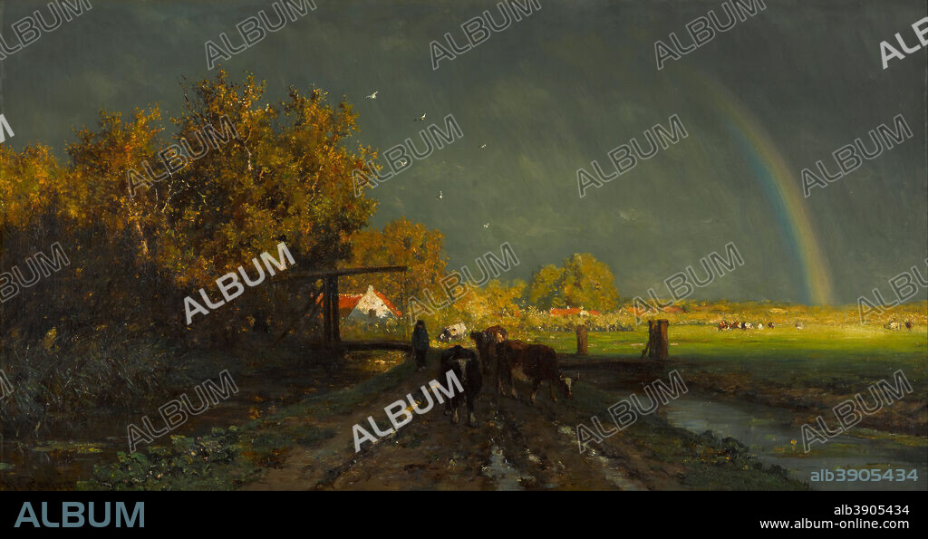 WILLEM ROELOFS. The Rainbow. Date/Period: 1875. Painting. Oil on canvas. Height: 962 mm (37.87 in); Width: 1,477 mm (58.14 in).