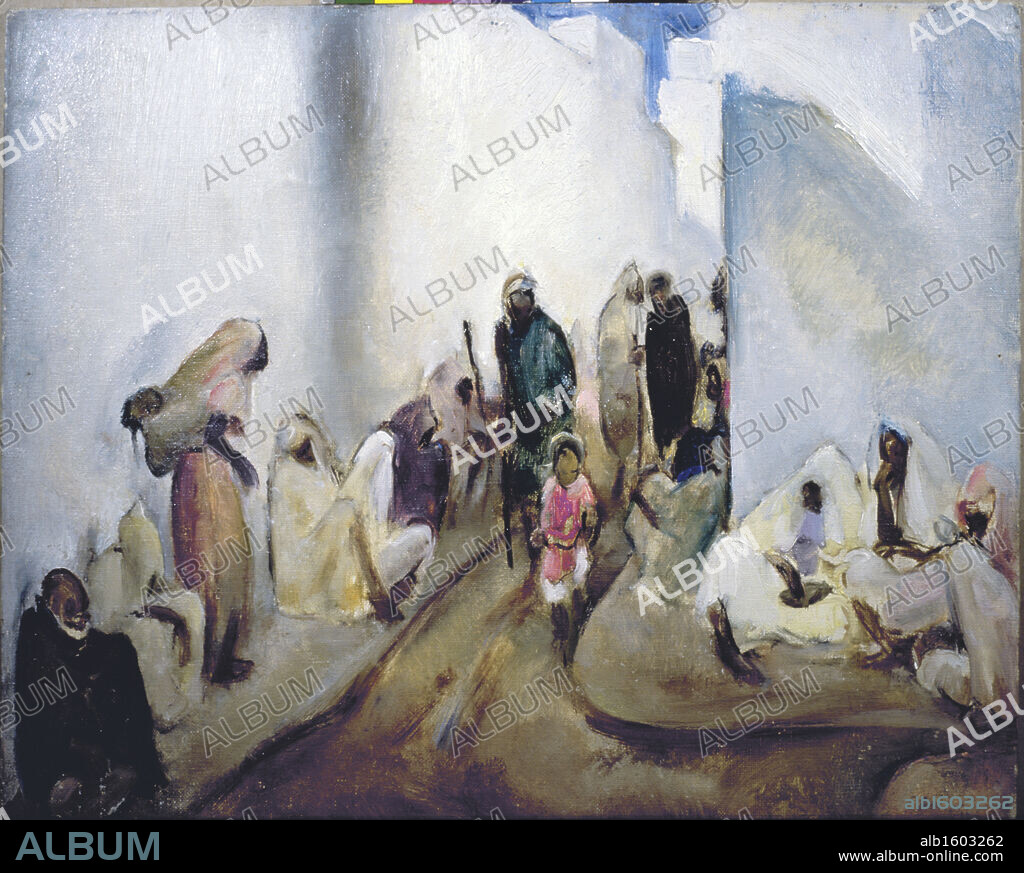 At the Mosque, Rabat by Martha Walter, oil on wood panel, 1875-1976, USA, Pennsylvania, Philadelphia, David David Gallery.