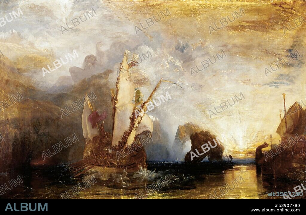 J. M. W. TURNER. Ulysses deriding Polyphemus. Date/Period: 1829. Painting. Oil on canvas. Height: 132.5 cm (52.1 in); Width: 203 cm (79.9 in).