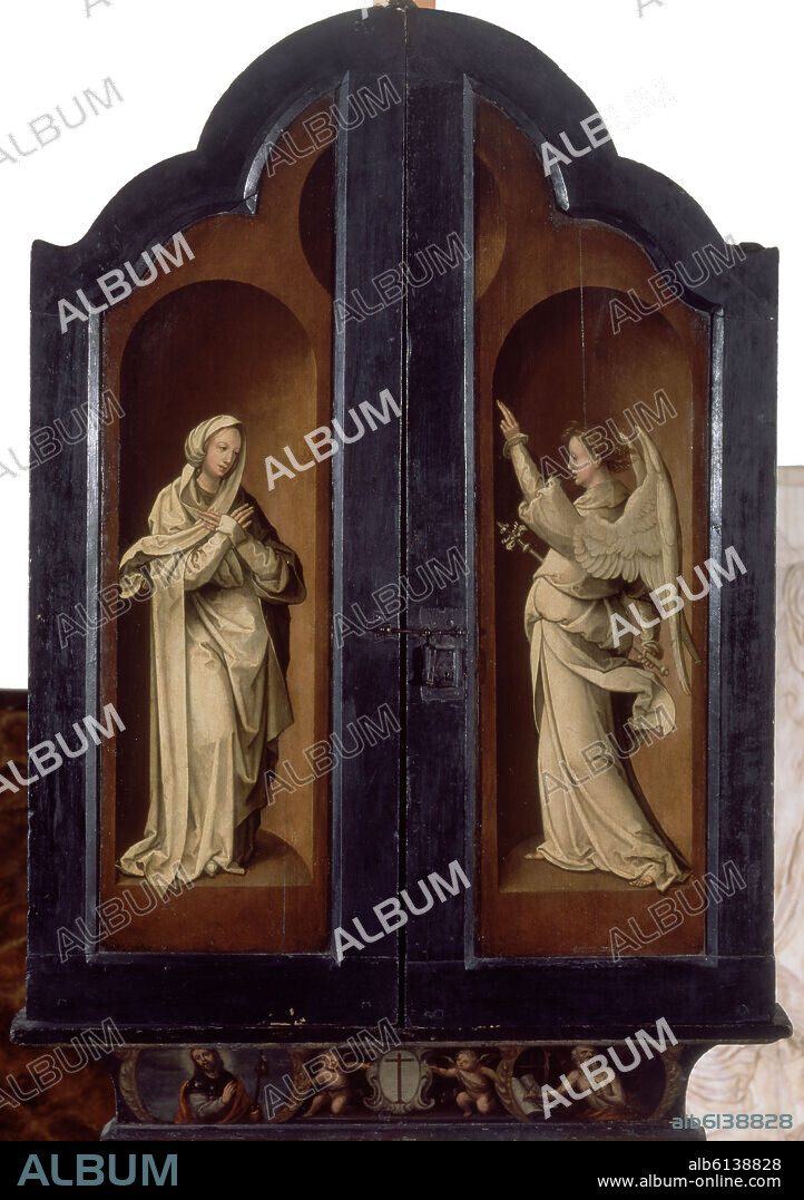 ANONIMO FLAMENCO. LA ANUNCIACION - SIGLO XVI - TRIPTICO CERRADO - TABLA - NP 2635.