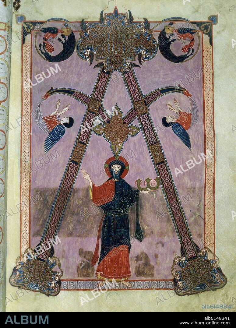 BEATO DE LIÉBANA. COMENTARIOS AL APOCALIPSIS-AÑO 1047-LETRA ALFA-VITR.14-2 F6-INICIAL DEL BEATO DE FACUNDO-S XI.