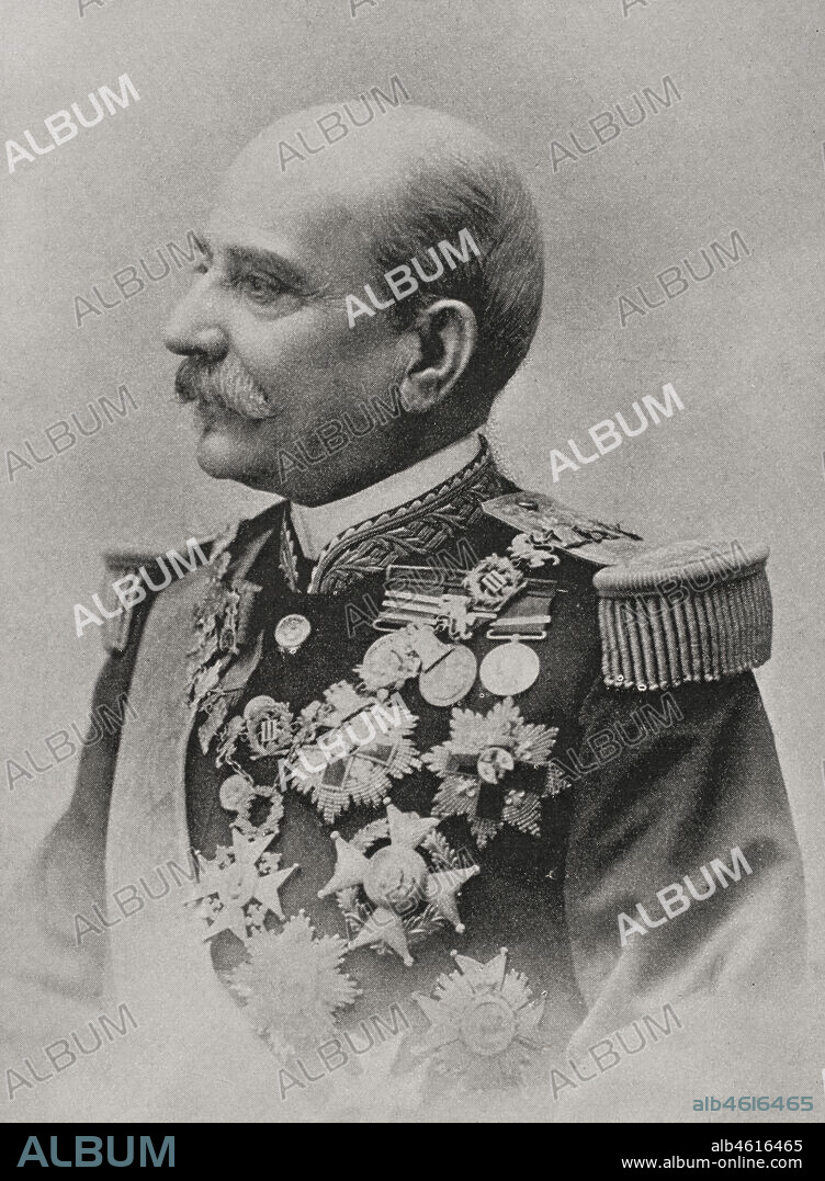 Fernando Primo de Rivera y Sobremonte (1831-1921). Spanish military and politician. Governor on two occasions of the Captaincy General of the Philippines. Minister of War in the governments of Antonio Maura and Eduardo Dato. Marquis of Estella and Count of San Fernando de la Unión. Photoengraving by Laporta. La Ilustración Española y Americana, 1898.