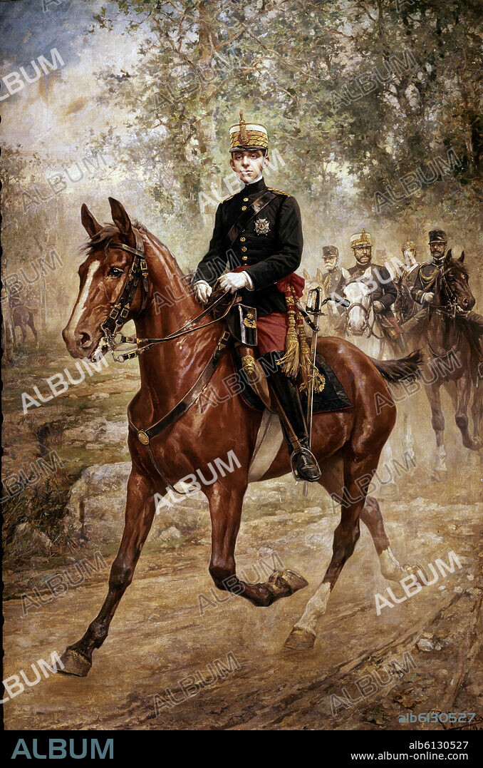 ROMÁN NAVARRO GARCÍA DE VINUESA. ALFONSO XIII A CABALLO - 1903.