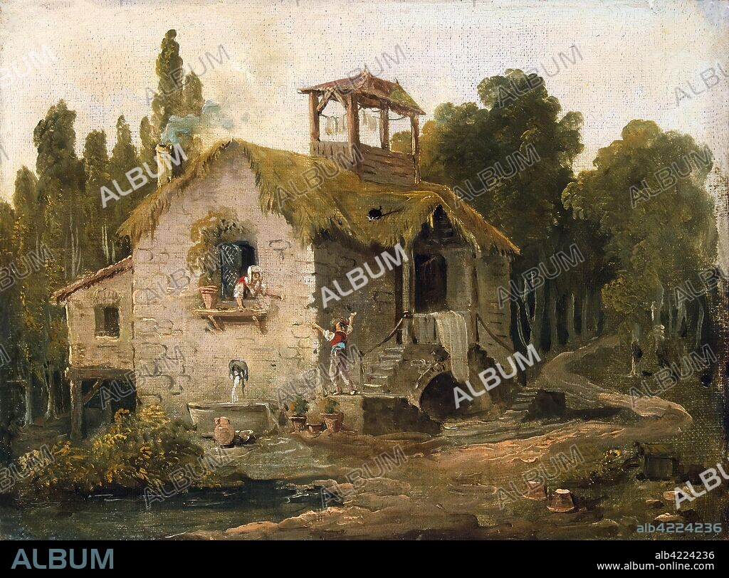 HUBERT ROBERT. 'Cottage in the Forest'. France, Between 1796 amd 1797. Dimensions: 23,5x32 cm.