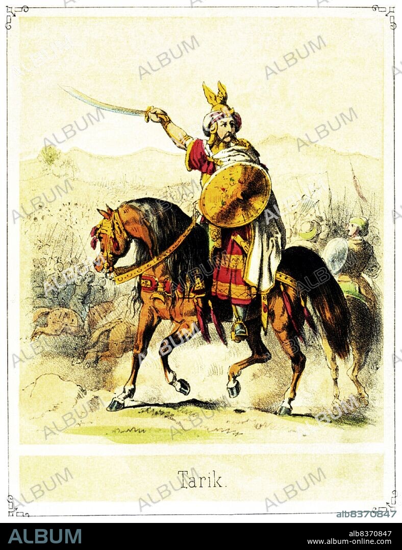 Tariq ibn Ziyad (15 November 689 11 April 720) was a great Muslim Umayyad general who led the conquest of Visigothic Hispania in 711 under the orders of the Umayyad Caliph Al-Walid I. Tariq ibn Ziyad is considered to be one of the most important military commanders in Iberian history. He was initially the deputy of Musa ibn Nusair in North Africa, and was sent by his superior from the north coast of Morocco to launch the first thrust of a conquest of the Visigothic Kingdom (comprising modern Spain and Portugal).<br/><br/>. The name 'Gibraltar' derives from the Arabic Jebel Tariq, or 'Mountain of Tariq', and is named for Tariq ibn Ziyad.