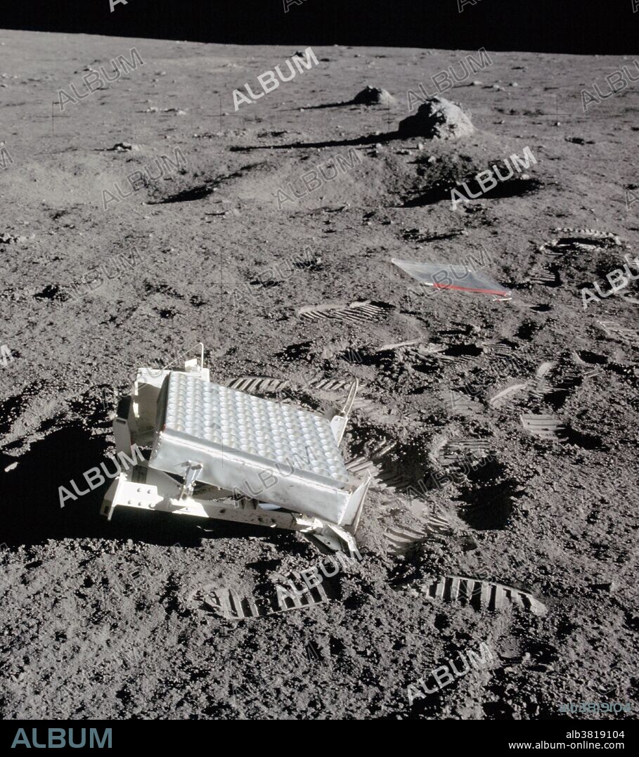 A close-up view of a laser ranging retroreflector (LR3) which the Apollo 14 astronauts deployed on the moon during their lunar surface extravehicular activity (EVA) on February 5, 1971. The experiment measures distance between the Earth and the Moon through the use of lasers on Earth aimed at the reflectors. While astronauts Alan B. Shepard Jr., commander, and Edgar D. Mitchell, lunar module pilot, descended in the Lunar Module (LM) to explore the moon, astronaut Stuart A. Roosa, command module pilot, remained with the Command and Service Modules (CSM) in lunar orbit.
