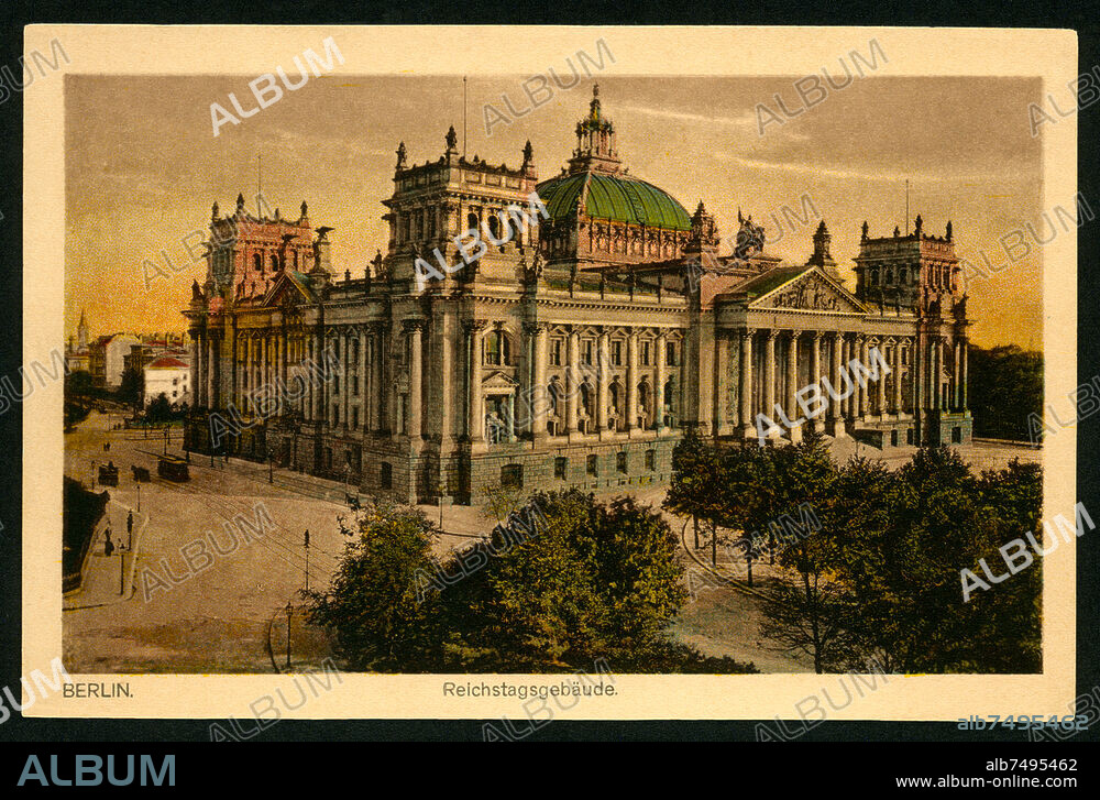 Europa, Deutschland, Berlin, Reichstagsgebäude  Postkarte,  Verlag J. W. B. Nr. 120 , Serie Chromotint , um 1910er Jahre ? .