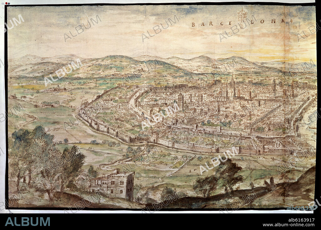 ANTON VAN DEN WYNGAERDE 1512 O. BARCELONA - DIBUJO - AGUADA - 1563 - 395x1590.