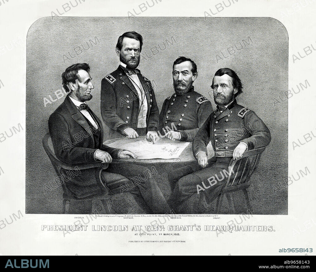 President Lincoln at Genl. Grant's Headquarters, at City Point, Virginia, March 1865, Lithograph, Currier & Ives.