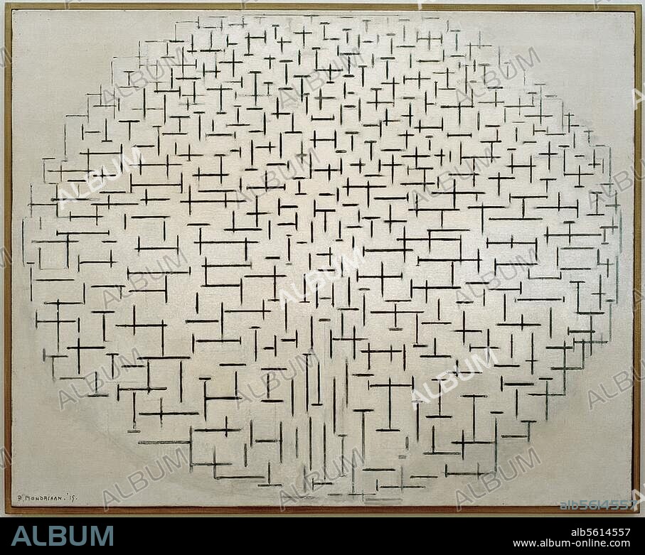 PIET MONDRIAN. Mondrian, Piet. 1872-1944. "Composition 10 in black and white; Pier and Ocean", 1915. Oil on canvas, 85 × 108 cm. Otterlo, Rijksmuseum Kröller-Müller.