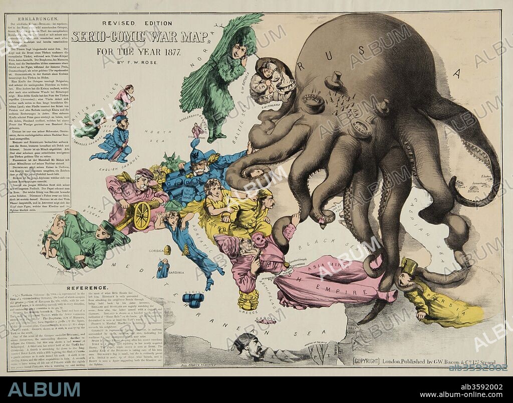 FREDERICK WILLIAM ROSE. Serio-Comic War Map For The Year 1877.