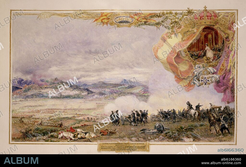 GONZALO BILBAO (1860-1938). ALBUM DE LA REAL MAESTRANZA DE CABALLERIA DE SEVILLA - BATALLA DE WAD-RAS EL 23 MARZO 1800 - PINTADO EN 1907.