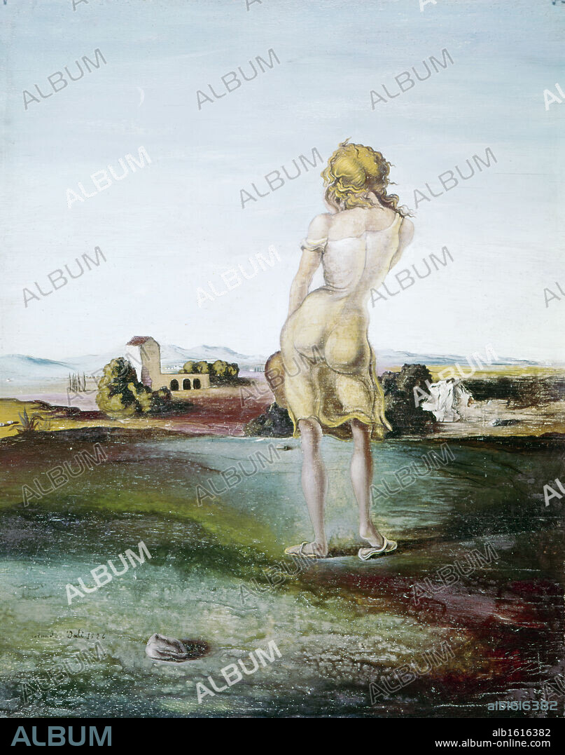 SALVADOR DALÍ. Girl with curls by Salvador Dali, oil on panel, 1926, 1904-1989.