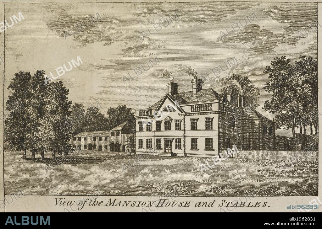 View of an English mansion house and stables., near Hexham in the county of Northumberland. Architecture. Country house. . Plan of the Hermitage near Hexham the Seat of John Hunter, Esq. with the proposed Canal; engraved by Beilby and Bewick. Plan of the Hermitage near Hexham the Seat of John Hunter, Esq. with the proposed Canal; engraved by Beilby and Bewick. Northumberland. Source: Map.K.Top.33.7.
