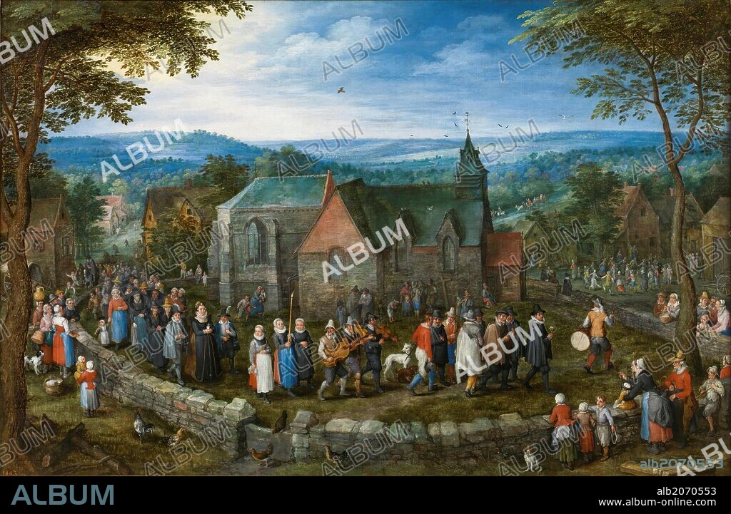 JAN BRUEGHEL EL VIEJO. Jan Brueghel 'el Viejo' / 'Boda campestre', 1621-1623, Escuela Flamenca, Óleo sobre Lienzo, 84 cm x 126 cm, P01441.