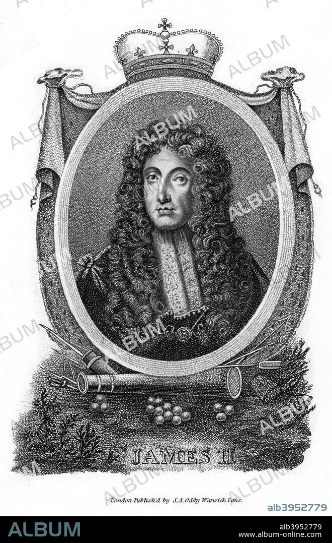 King James II of England. Portrait of James (1633-1701), the second surviving son of King Charles I, who became king on the death of his brother, Charles II.